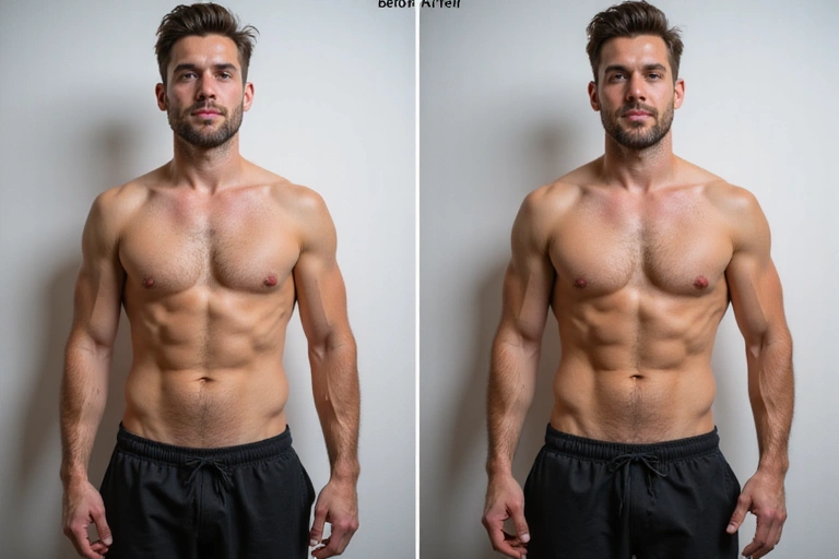 Man before and after fitness transformation